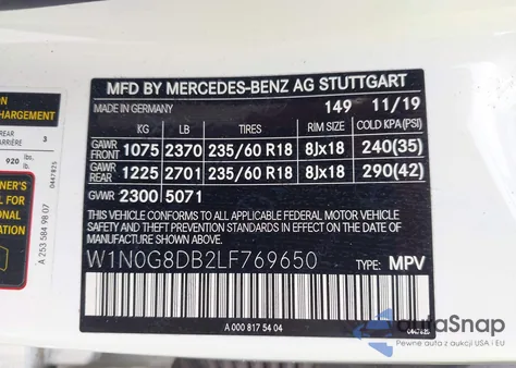 2020 Mercedes-Benz Glc 300 из США, поврежденный, VIN W1N0G8DB2LF769650